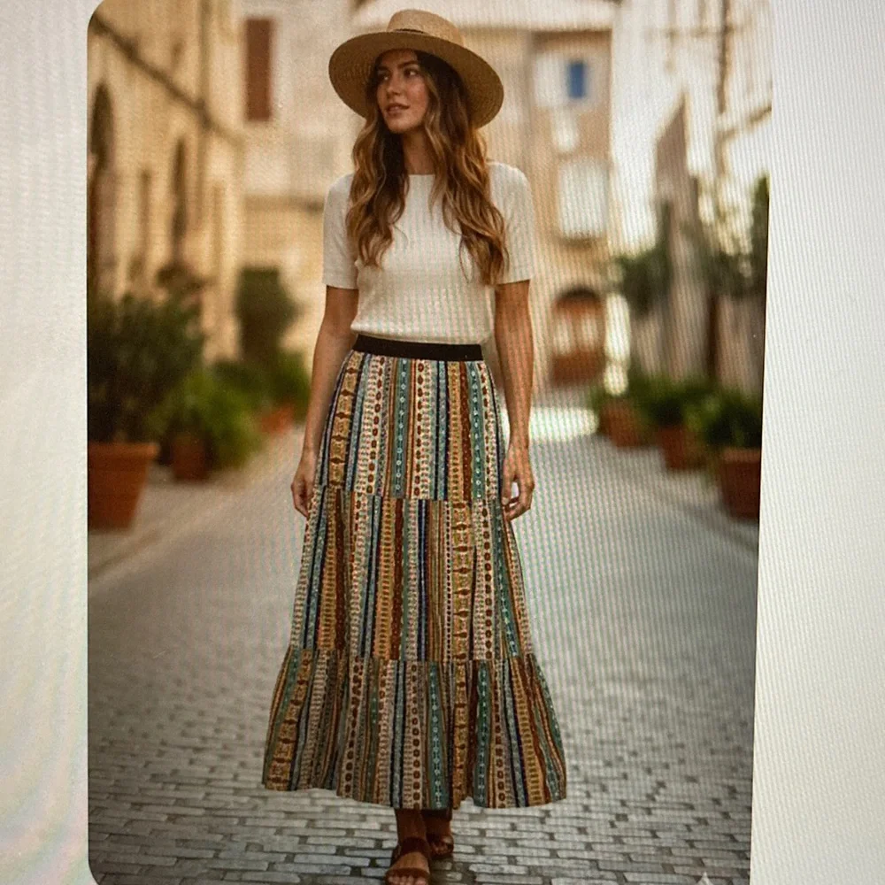 Gilli Bohemian Striped Maxi Skirt size Small